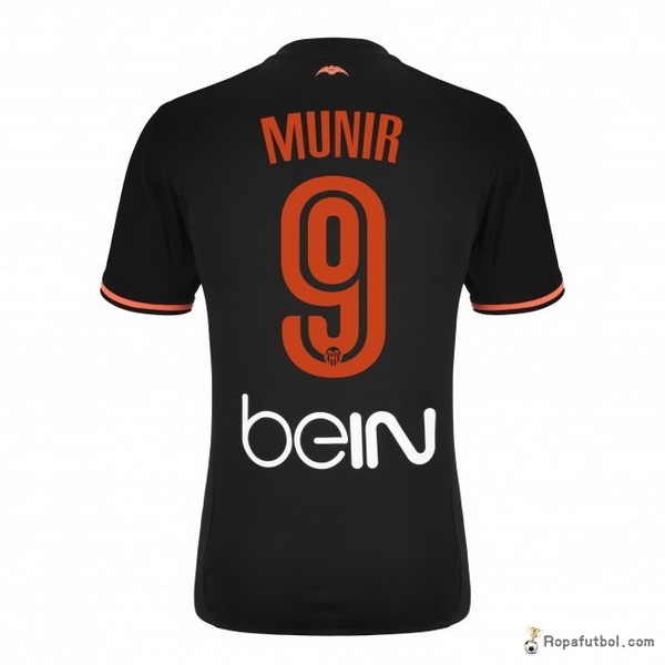 Camiseta Valencia Replica Segunda Ropa Munir 2016/17 Negro